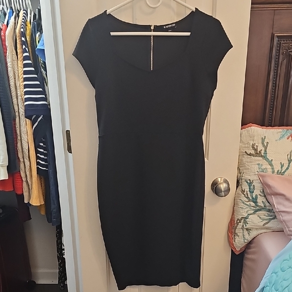 Express Black Mini Dress with Cap Sleeves - Picture 1 of 4